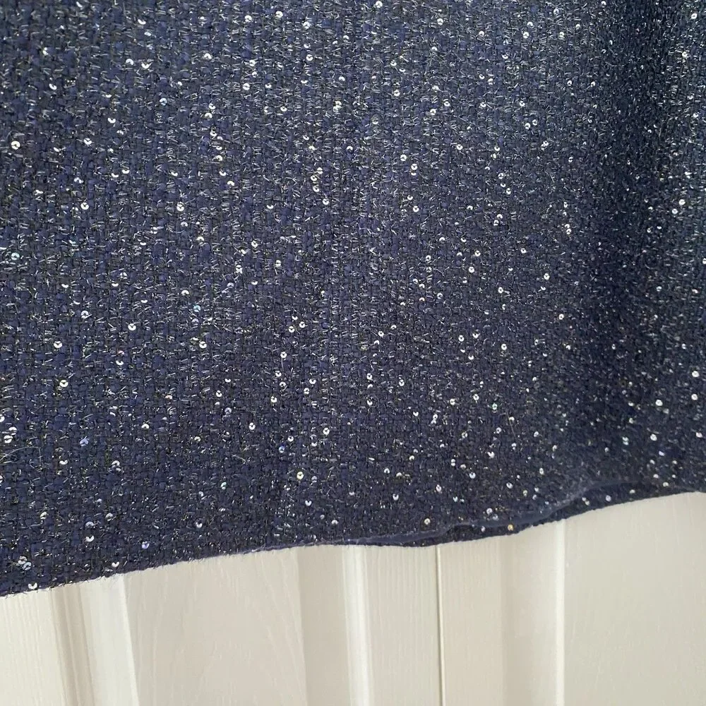 Loft NWT Plus 16 Mini Skirt Pockets Navy Sequin Party Event Work Holiday